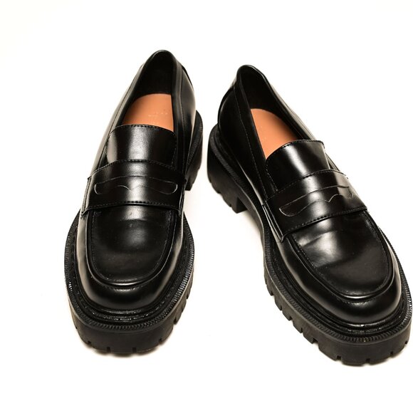 H&M Unisex Black Chunky Preppy Platform Loafers, (woman's Size 8) - Picture 1 of 8